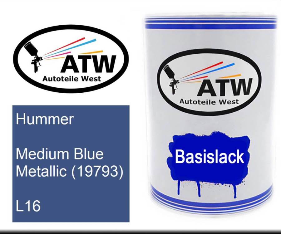 Hummer, Medium Blue Metallic (19793), L16: 500ml Lackdose, von ATW Autoteile West.